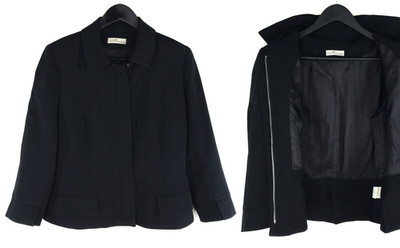 Women's Dior Uniforms Jacket Zip Black Sport Coat Size GB 14 US 10 IT 46 Fr 42