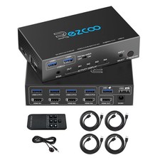 USB 3.0 KVM Switch HDMI 4 Computer 1 Monitor 4K 60Hz SPDIF L/R Hotkey Share