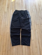 VTG 90s Adidas Track Pants Blue/White 3 Stripe Hip Hop Y2K Baggy Mens XL 34x30 