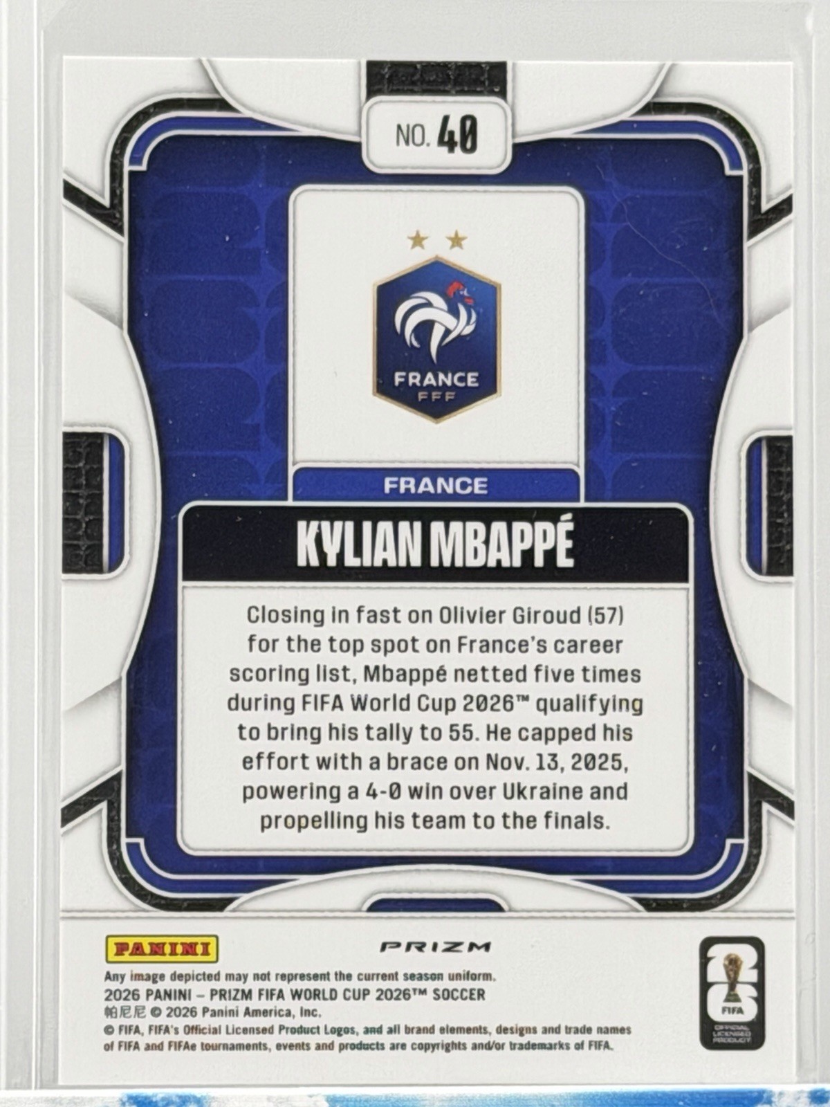 2026 Panini Prizm Fifa World Cup - Kylian Mbappe #40 Disco Prizm view 2
