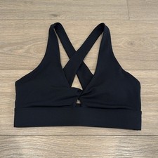 FABLETICS Black Oasis Twist Medium Impact Active Keyhole Front Sports Bra Size S