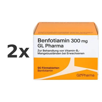 2x Benfotiamin 300 mg GL Pharma Filmtabletten Set 90 St - PZN 19862023