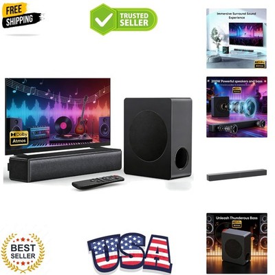 Sound Bar with Subwoofer, 100W Bass Soundbar for Smart TV, w/Dolby Atmos 3D S...