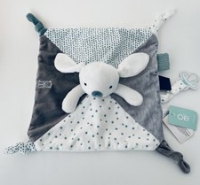6099🌟Doudou plat Mouchoir lapin OKAIDI OBAIBI gris Vert blanc étoiles