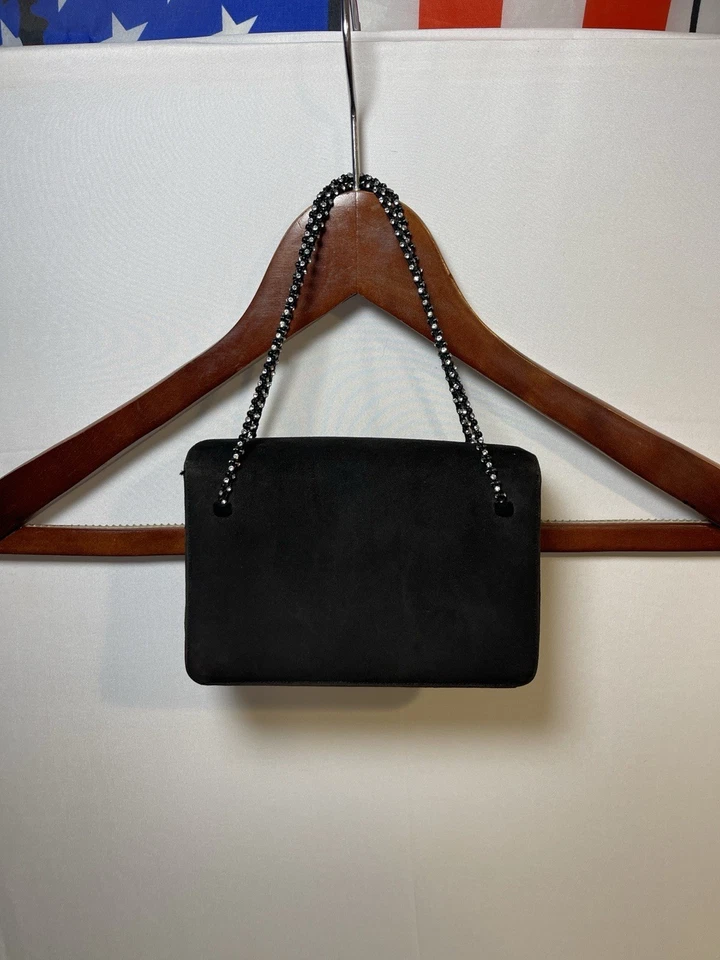 Bolso de gamuza Judith Leiber vintage con correas de cristal Foto 3 de 4