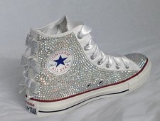 Custom Rhinestone Crystal Bow Converse Wedding Prom Birthday Bling Trainers