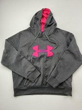 Under Armour Hoodie Sweatshirt Womens XL Gray ColdGear Fleece Pullover Logo