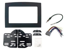 Black Radio Stereo Double Din Dash Install Kit w/Wiring Harness Compatible with