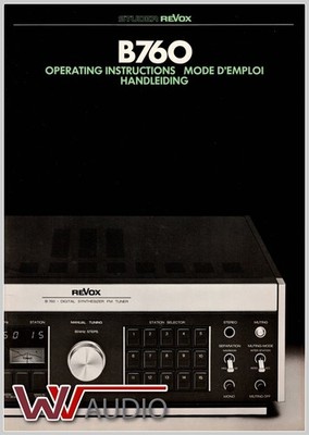 Studer Revox B760 Bedienungs Anleitung Original No Copy!! Instruction Manual.