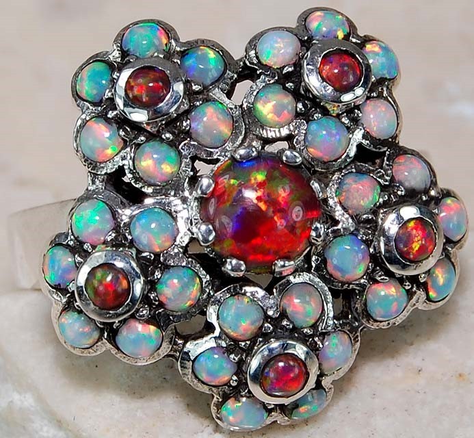 3CT  Red Fire Opal 925 Sterling Silver Filigree Ring Sz 6 F5-8