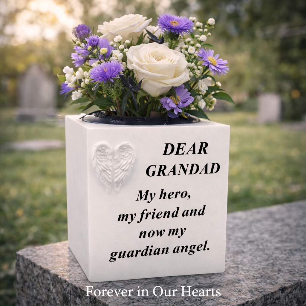 Grandad Memorial Flower Vase Rose Bowl Holder Pot Crem Graveside Ornament Angel