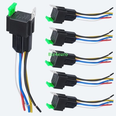 6 Pack 5 Pin Fuse Relay Switch Harness Set - Universal SPDT 14 AWG Fuse 30A 12V