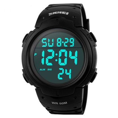 Digitale Herren-Armbanduhr wasserdicht LED-Hintergrundbeleuchtung große Zahle...