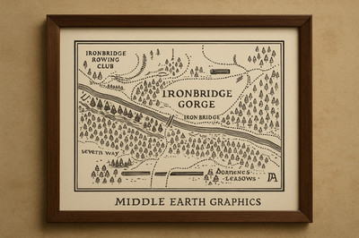 Original handgezeichnete Karte der Ironbridge Gorge - signiert DA - Middle Earth Galleries