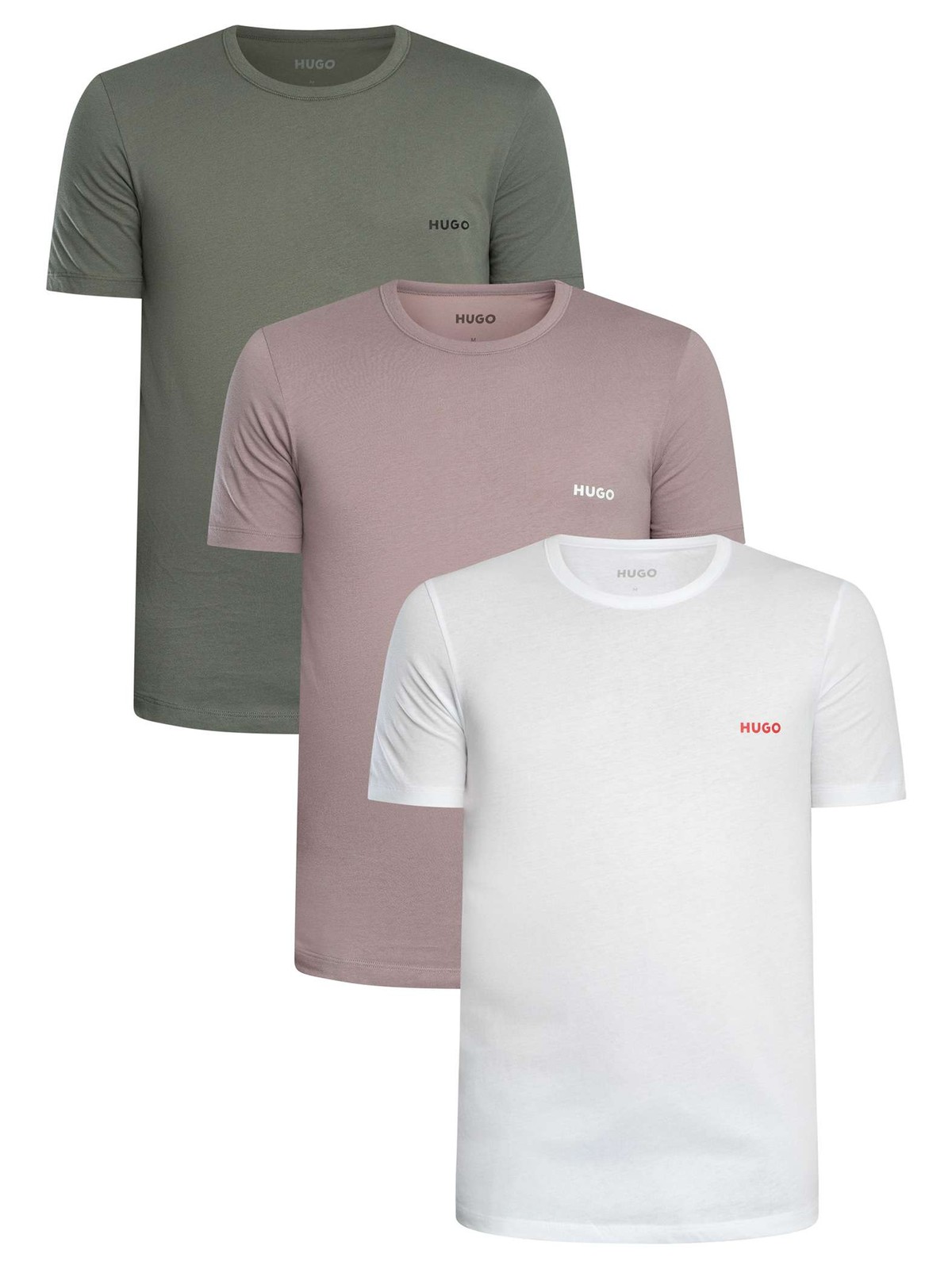 HUGO Mens 3 Pack Crew Lounge T-Shirt Multicoloured 12690₽