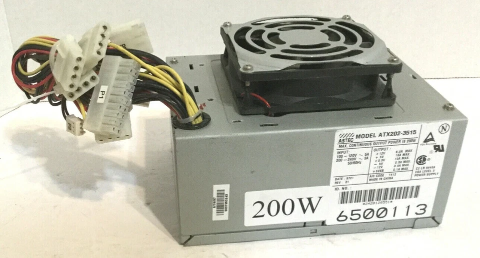 Astec ATX202-3515 200W 20Pin Gateway Desktop Computer Power Supply - Image 3 of 4