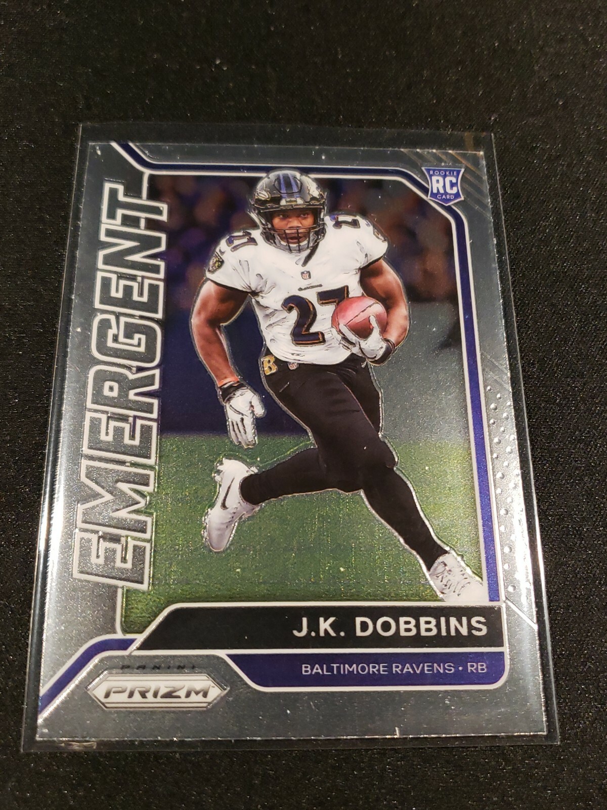 2020 Panini NFL JK Dobbins Prizm Emergent Rookie Card RC Baltimore Ravens #3