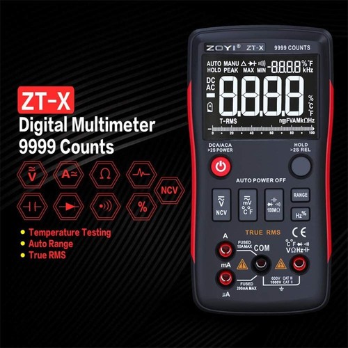 ZTX Multimetro Digitale AC/DC VOLTMETRO 9999 Conti Auto Range True RMS NCVDATAHO - Foto 3 di 11