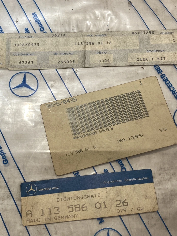 Juego de juntas de transmisión manual OEM Mercedes Benz 280SL papel W113 1135860126 NOS Foto 4 de 4