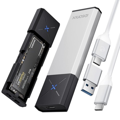iDsonix M.2 NVMe & SATA SSD Gehäuse Adapter WerkzeugfreiAluminium NVMe zu USB...