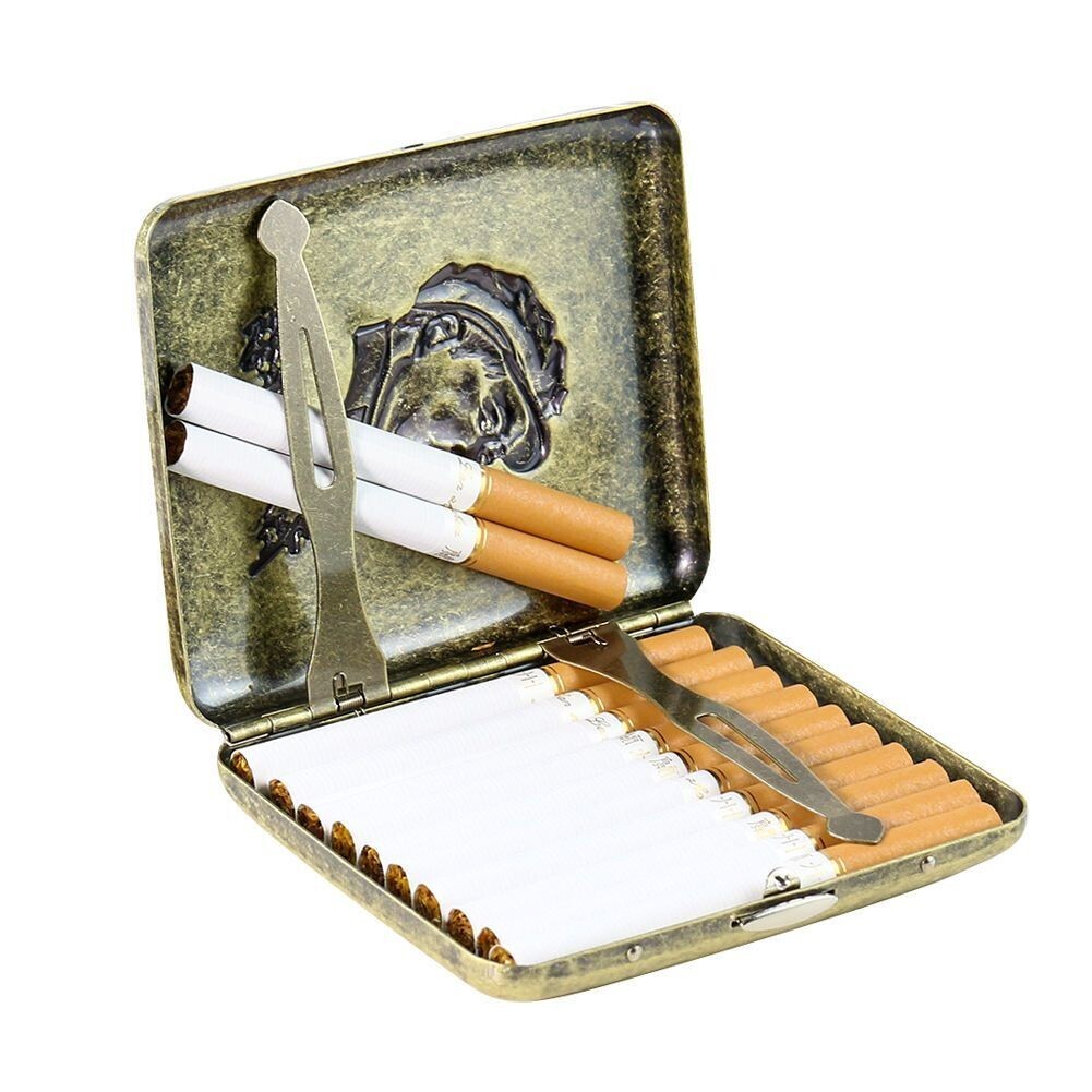 Hand Carved Mao Zedong Cigarette Case Antique Metal for 20