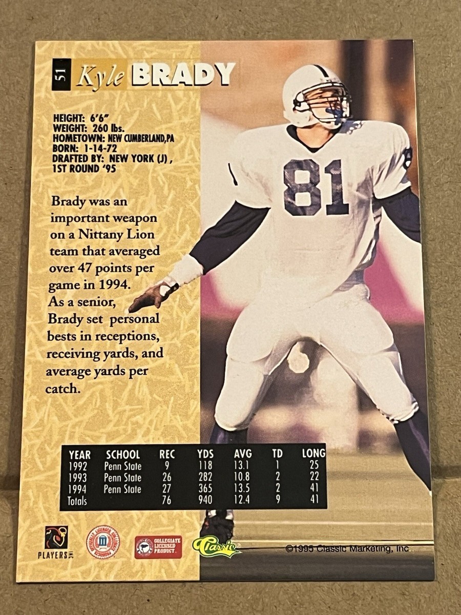 1995 CLASSIC 5 SPORT - KYLE BRADY PENN STATE / JETS ROOKIE #51 | eBay