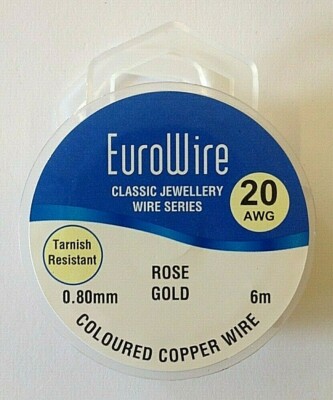 Basteldraht 0,8 mm ''ROSÉGOLD'' farbig Kupfer rund x 6 m, nicht anlaufend, 20 AWG