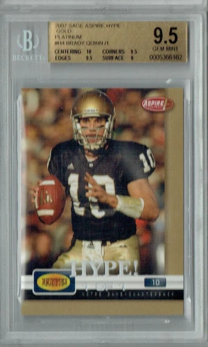 BGS 9.5 Brady Quinn 2007 Sage Aspire Hype #H4 Rookie Card Gold Platinum 1/1