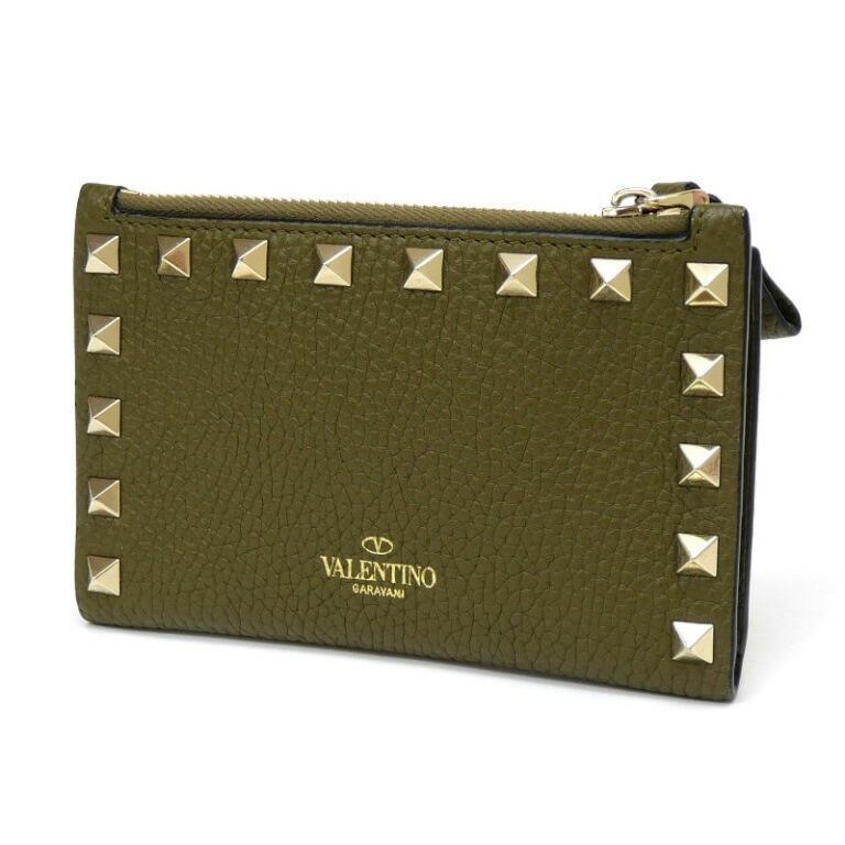 VALENTINO authentic Rockstud Card Holder Coin Case Khaki VALENTINO authentic Rockstud Card Holder Coin Case Khaki