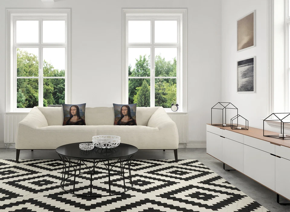 The Mona Lisa European Cushion Cover Belgian Tapestry Home Decor Pillow 18x18 in - Image 3 of 4