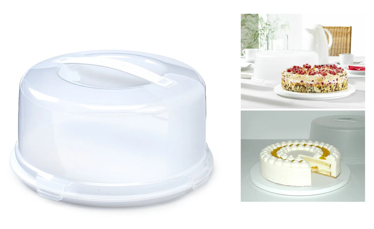 Plastic Cake Box Tub With Clips Handle Storage Containers Carriers Airtight  Lid