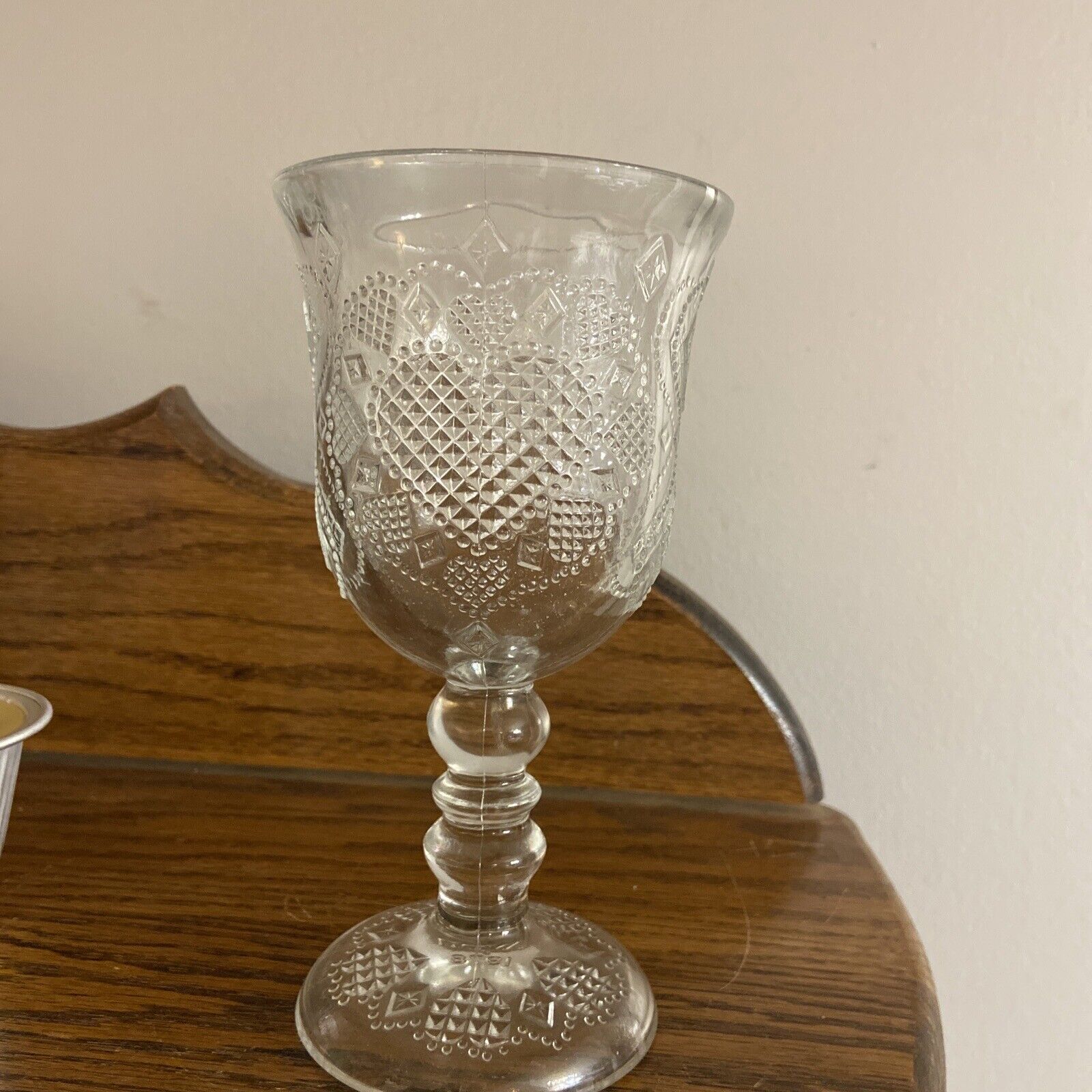 Vintage Avon 1978 Candle Holder Diamond Cut Heart Pattern 7 Inches Tall