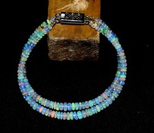 Opal Bracelet Natural Ethiopian Opal Gemstone Fire Beads 7.5"Bracelet F3388