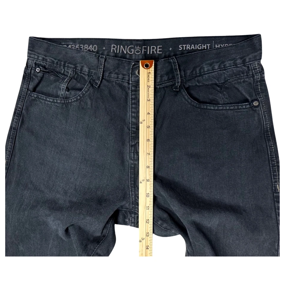 Мужские джинсы Ring of Fire Hyperion Ave джинсовая ткань прямые штанины черные карманы 34x30 Y2K - Изображение 4 из 4