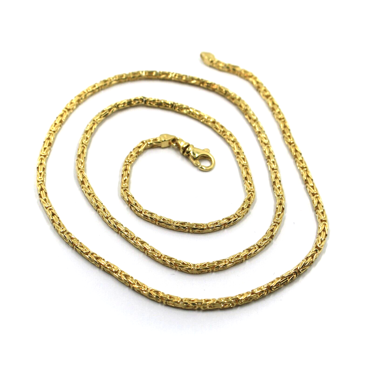 18k yellow gold squared tubular 1.9mm byzantine chain necklace
