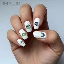 Seattle Seahawks Football Nail Decals Clear Waterslide Nail Art