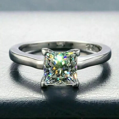 3 kt Princess Cut Moissanit Solitär Verlobungsring Echt 925 Sterlingsilber - Bild 3 von 3