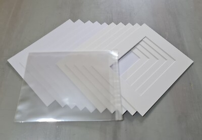 Antike weiße Bild Fotohalterungen + Rücken + durchsichtige Taschen - Größenwahl und Packungen