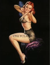 Jules Erbit Pin-Up Print Thos. D. Murphy Lingerie Redhead Setting Up Exercises