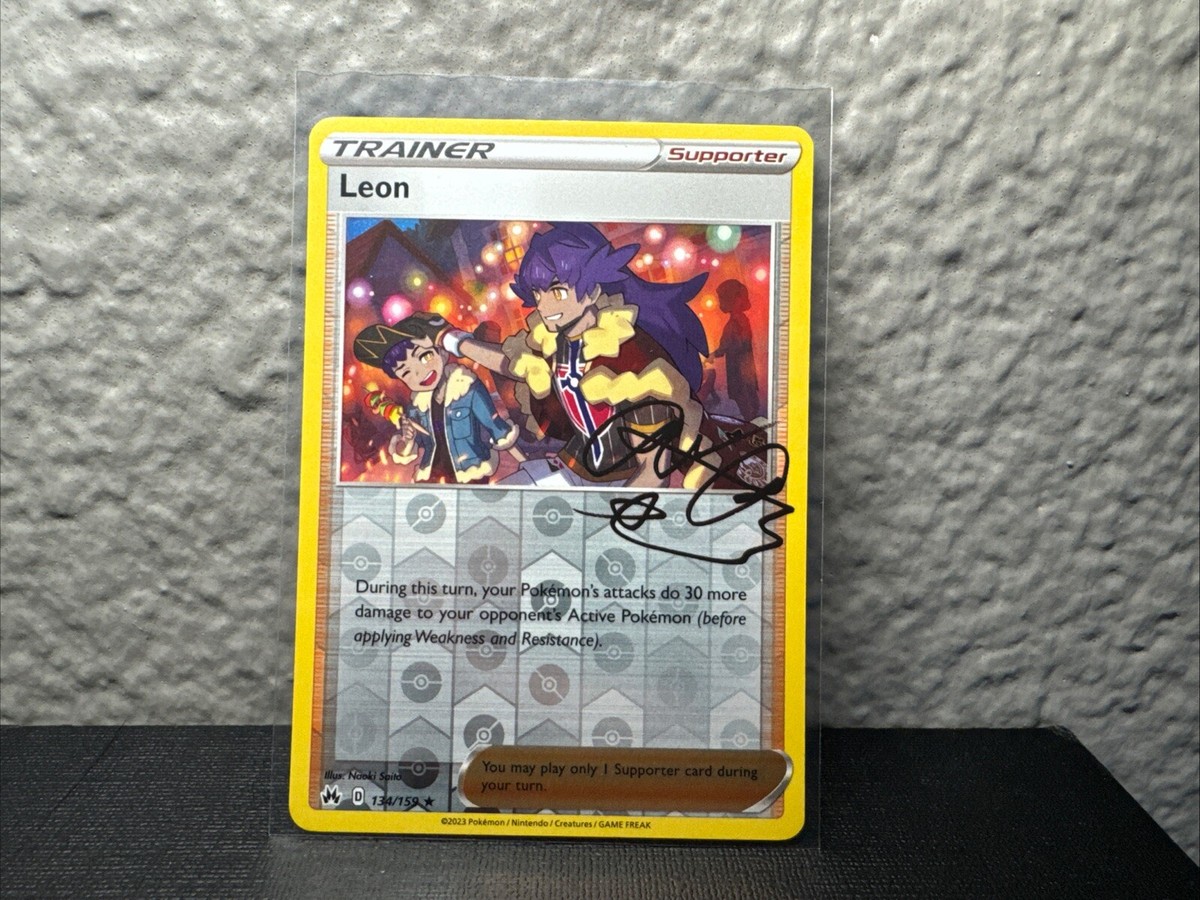 Pokemon TCG SWSH Crown Zenith Leon 134/159 Reverse Holo SIgned