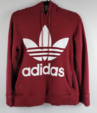 adidas Big Logo Pullover Hoodie Sweater Women's S Long Sleeve Burgundy