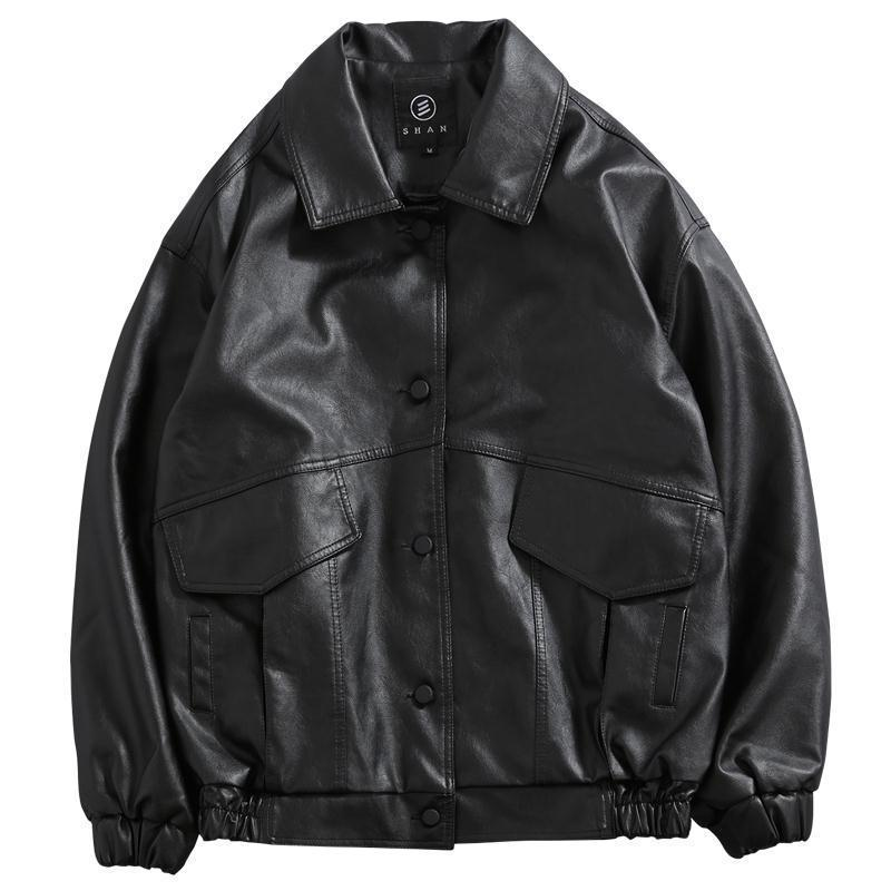 2023 Mens Black Faux Leather Biker Jacket Motorcycle Fashion Coat