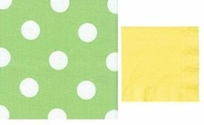 52 x 90 Vinyl Spring Green w White Polka Dots Tablecloth Napkins Easter