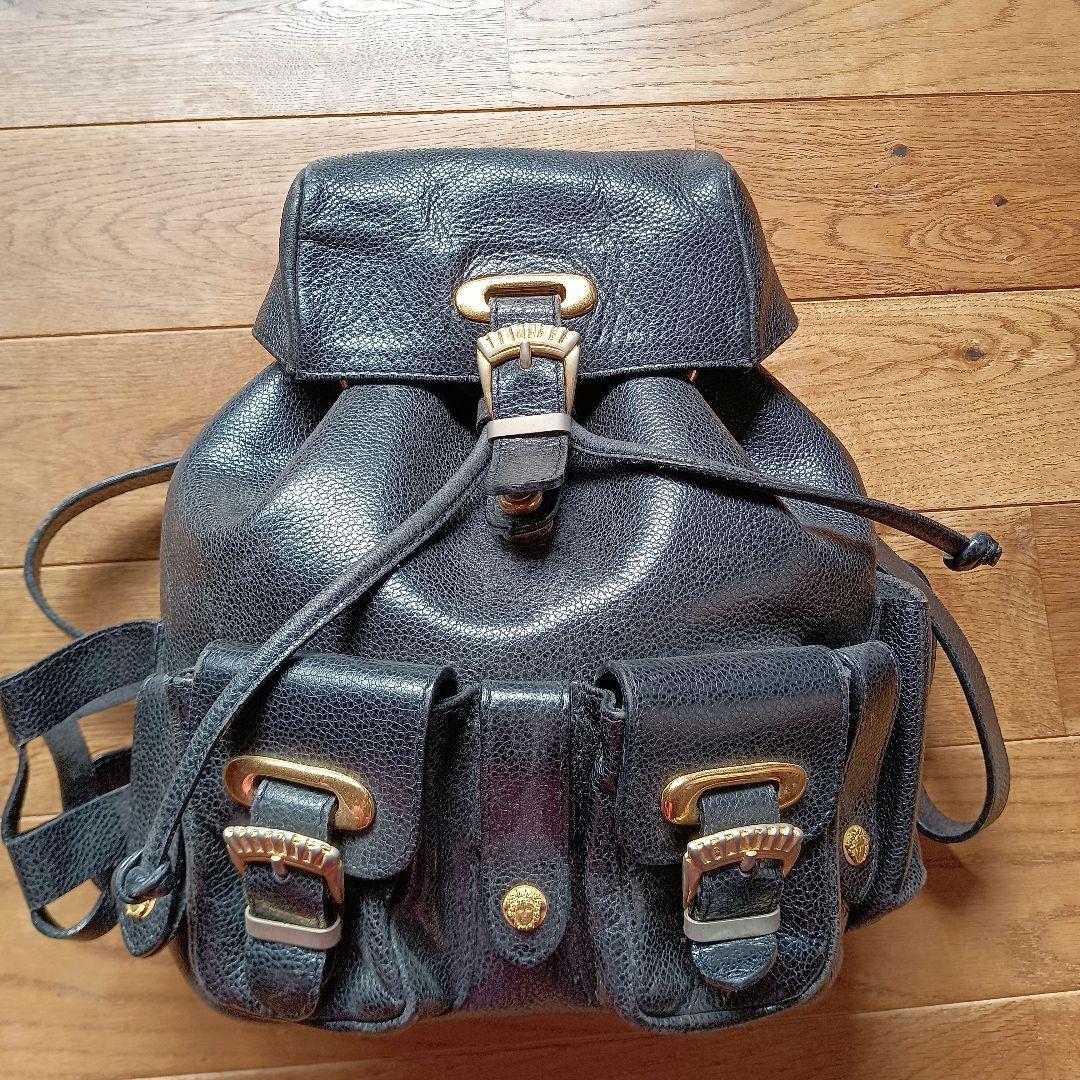 GIANNI VERSACE couture メデューサ　ボストンバック　黒 GIANNI VERSACE black shoulder bag w/ Medusa medallions