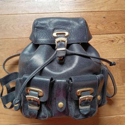 GIANNI VERSACE Black Couture Line Backpack Rucksack Medusa