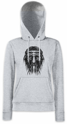 Nordic Barbarian Face Damen Hoodie Sweatshirt Vikings Odin Hugin and Munin Odhin