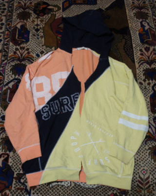 We the Free Surf Combo Sweatshirt Yellow Black Orange Hooded Oversized READ!!!!