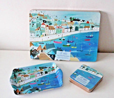 6 Nautical Coastal Placemats & 6 Coasters Set or Tray Seaside
