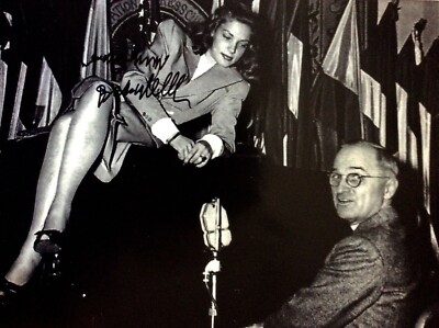 #ad LAUREN BACALL WITH PRESIDENT HARRY TRUMAN COA 8 10 PHOTO SIGNED RARE $199.99