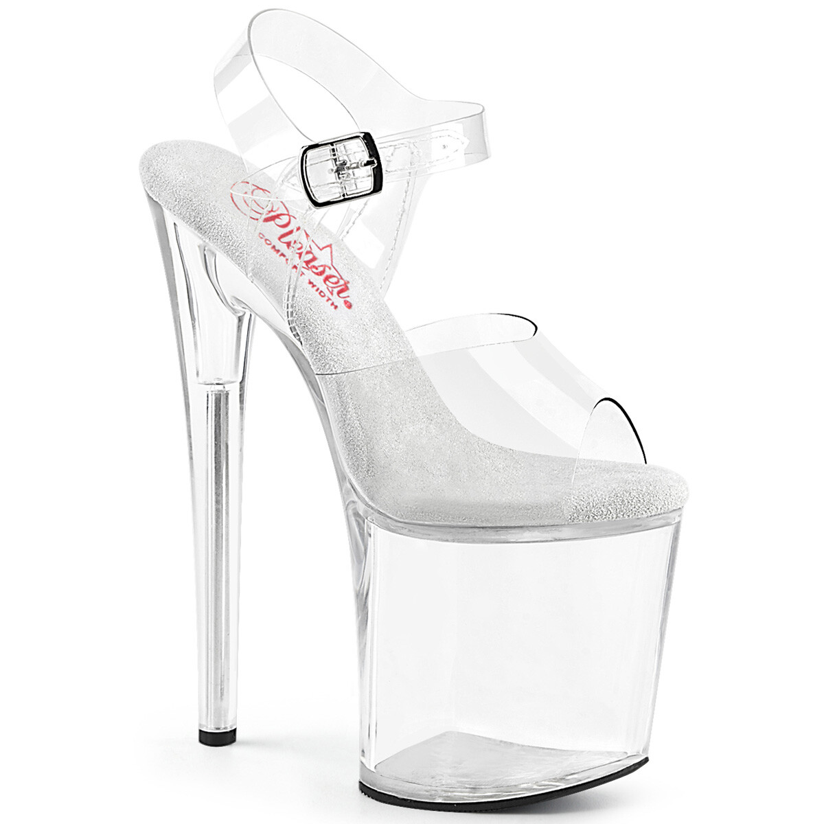 PLEASER 8" Heel Women's  Clear Platform Ankle Strap Sandal  NAU808/C/M